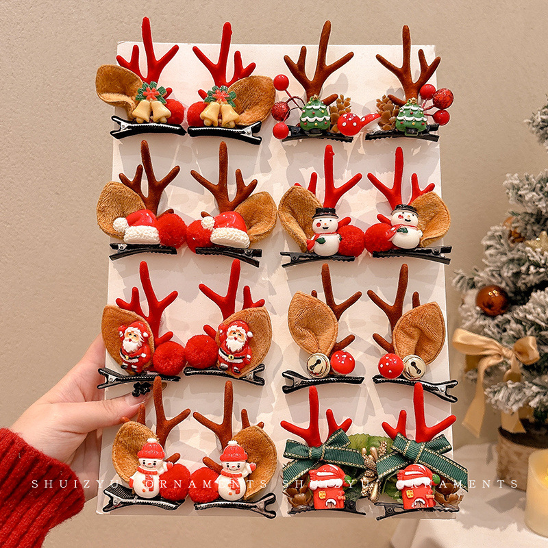 圣诞感鹿角bb夹拍照道具2025新款侧边夹发夹女儿童发卡装扮