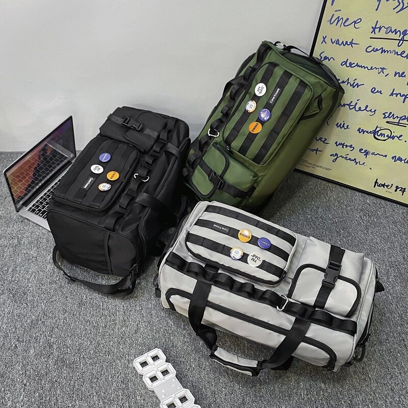 韩版时尚旅行包大容量徽章斜挎游泳健身包男女干湿分离运动收纳袋