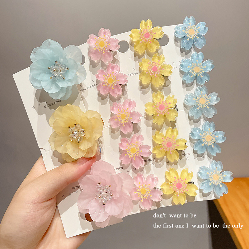 TKTK梦幻公主樱花发夹儿童甜美花朵边夹森系编发头饰女孩夏日清新