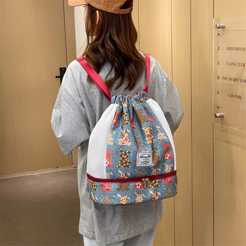 跨境简约韩版健身包轻便防水休闲旅行包 干湿分离游泳休闲双肩包