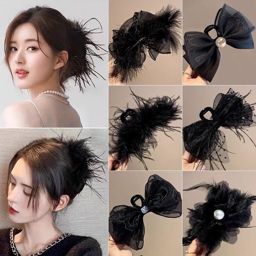 TKTK梦幻羽毛鲨鱼夹女款高端发卡后脑勺发量多网红头饰发夹新款