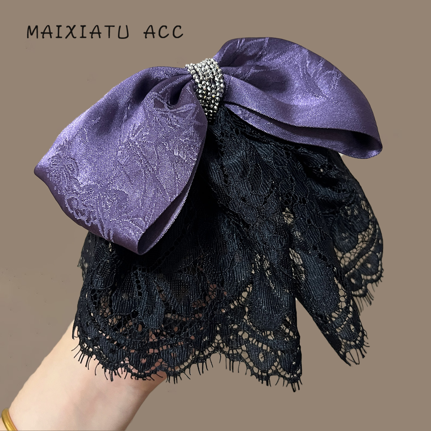 兰诺【花开】佛手绫莲花发夹蝴蝶结蕾丝抓夹气质小众设计感