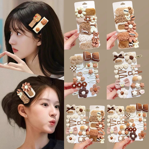 TKTK秋冬可爱毛绒发夹女2025新款前额刘海夹侧边宝宝碎发发卡夹子