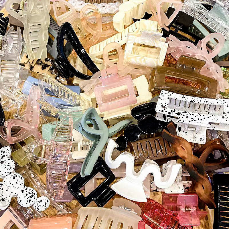 tktk韩国感亚克力鲨鱼夹大号发卡显发量多咖色抓夹女头饰发夹