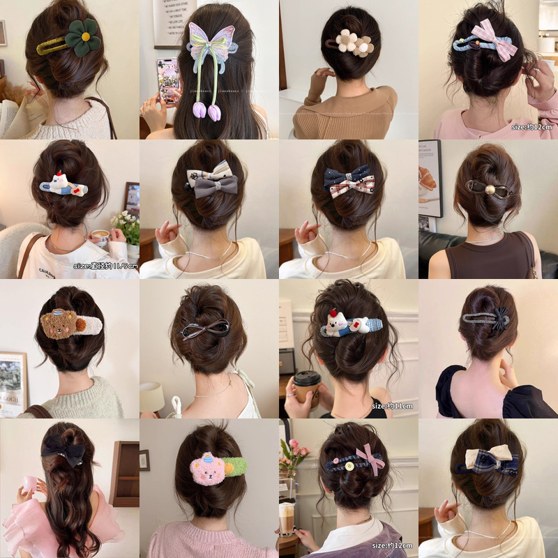 tktk大号蝴蝶结鸭嘴夹女2025新款感后脑勺一字发夹子抓夹发卡头饰