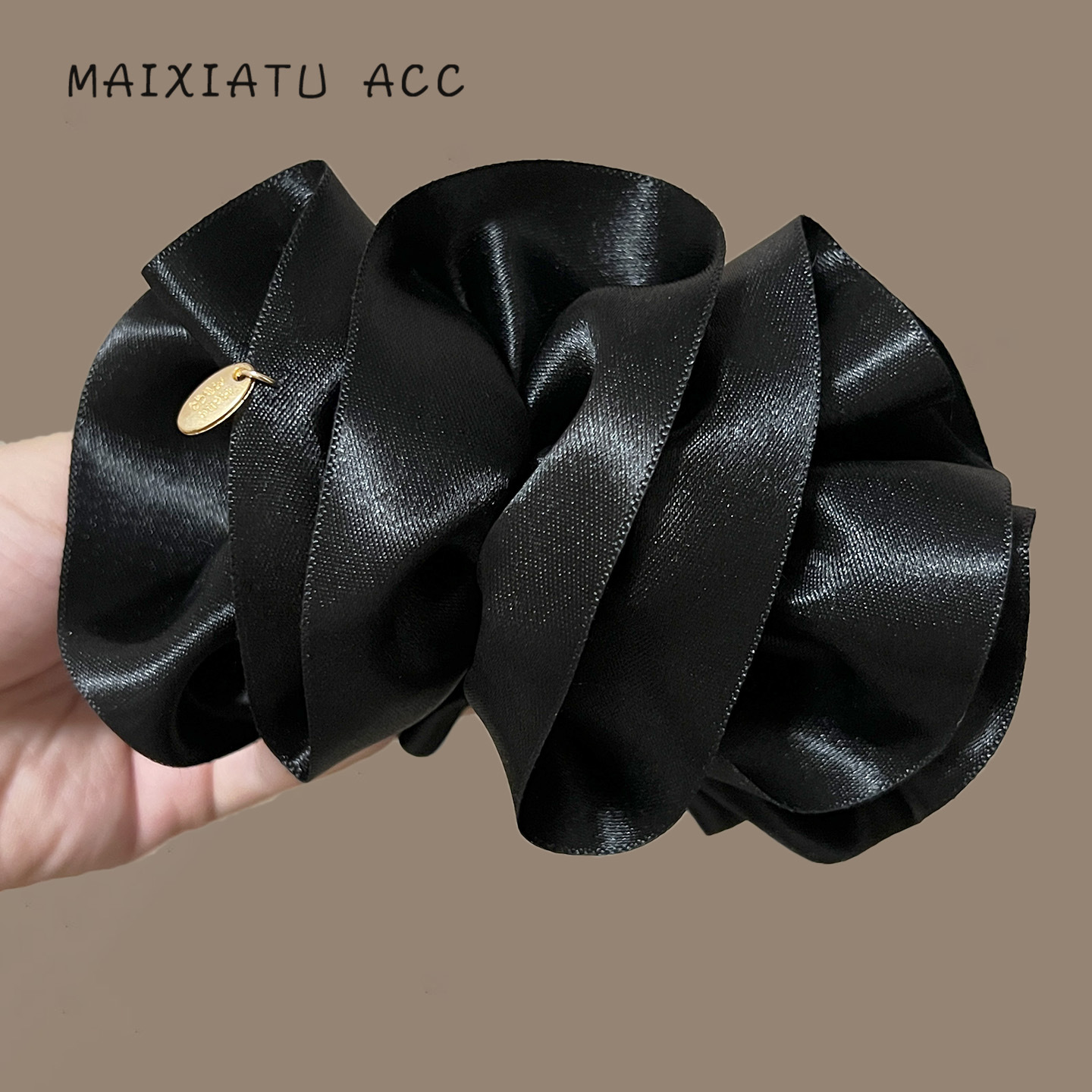 泡泡香蕉夹发夹2025新款纯色优雅缎面香蕉夹气质高马尾竖夹高端