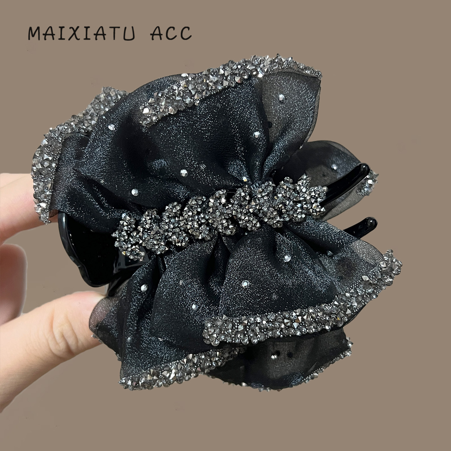 东方之珠 [圆麦] 优雅轻奢欧根纱丸子夹半扎发马尾发夹麦冬丸子夹