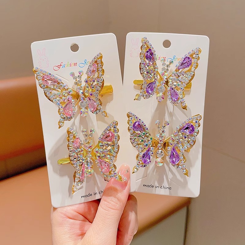 TKTK2025新款仙女童蝴蝶翅膀发夹会动儿童头饰后脑勺鸭嘴夹子发卡