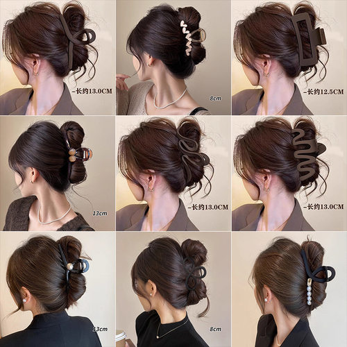 tktk2025时尚哑光鲨鱼发夹女百搭感后脑勺盘发抓夹精致发卡夹子