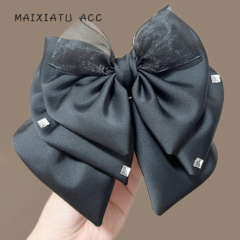 【乐言】法式黑色蝴蝶结显气质马尾夹盘头发扎马尾抓夹鲨鱼夹顶夹