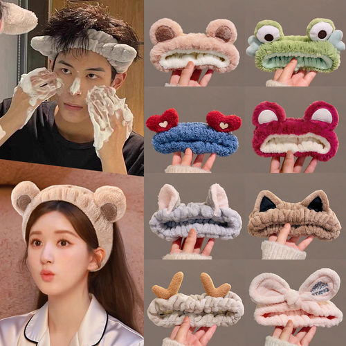 tktk毛绒洗脸束发带女2025新款化妆敷面膜头箍防滑压发箍头带发饰