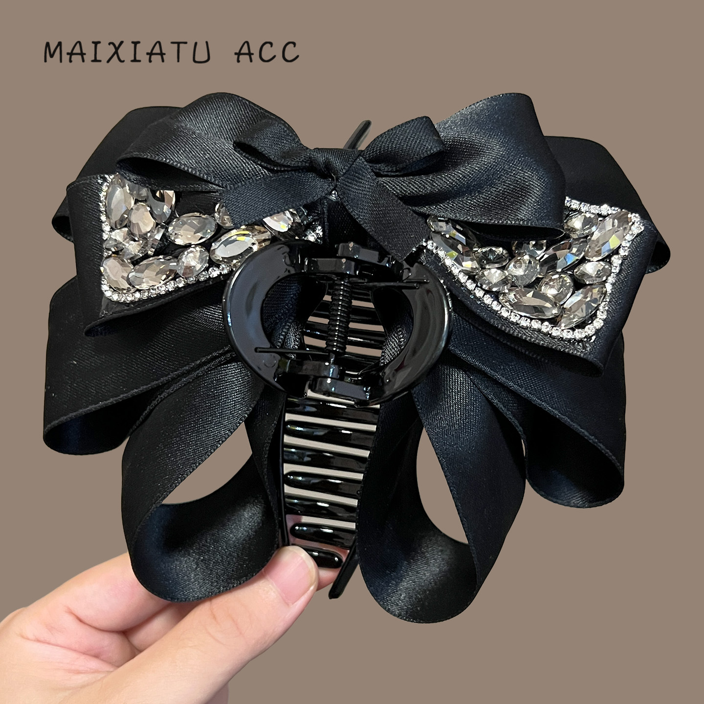 「碎银星辰」赫本感蝴蝶结抓夹轻奢闪锆鲨鱼夹气质盘发发夹子