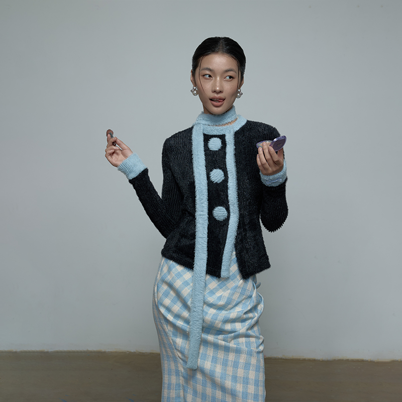 修身美式针织衫上衣外套无脊椎