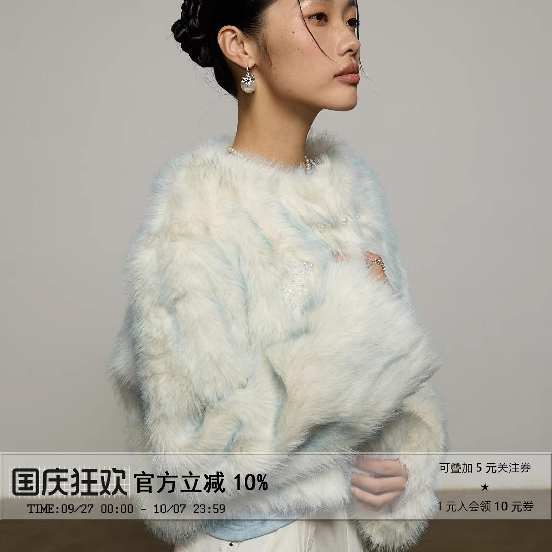 原创盘扣皮草短款外套