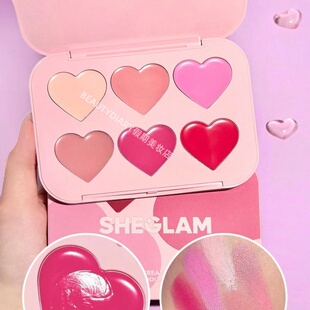 现货HEGLAM Flush Crush 奶油腮红盘6 色奶油桃玫瑰粉橙心腮红