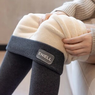 朵莲缇羊羔绒打底裤女秋冬加绒加厚外螺纹特厚保暖棉裤东北毛绒裤