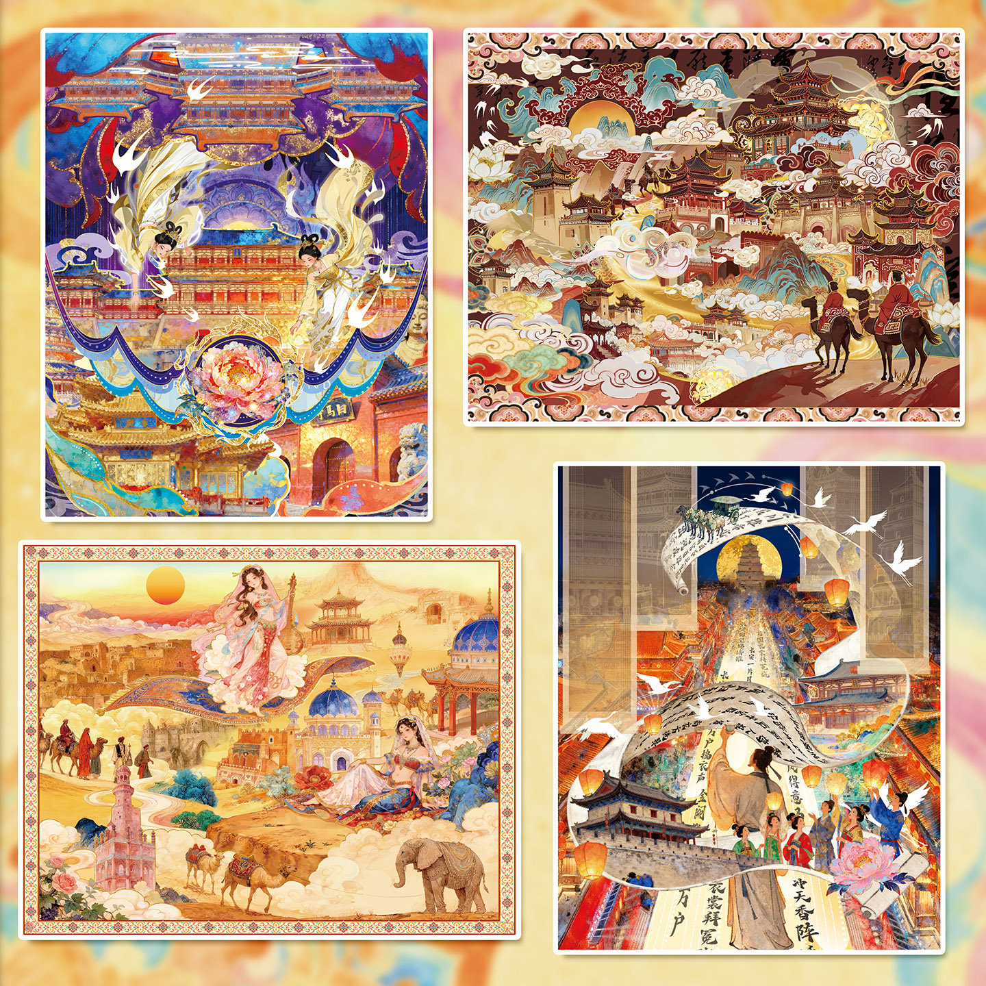 子亦丝路华光系列造景贴纸国风文物修复贴纸微缩场景合集本大尺寸新款古风敦煌文创礼物手账装饰diy素材贴画
