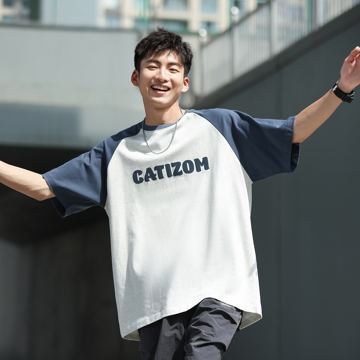 VR97柔软舒适纯棉插肩袖T恤