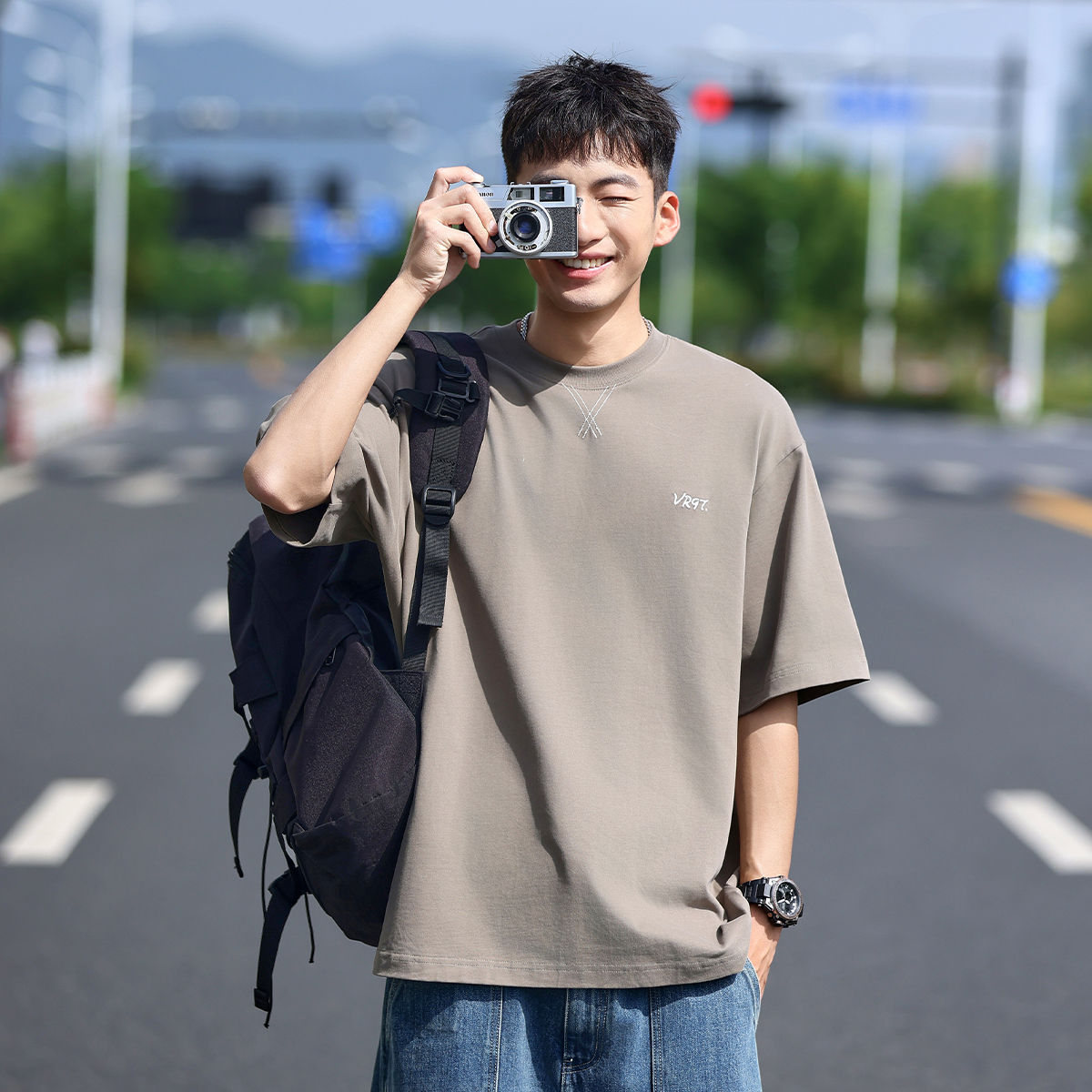 绒感亲肤纯棉日系短袖