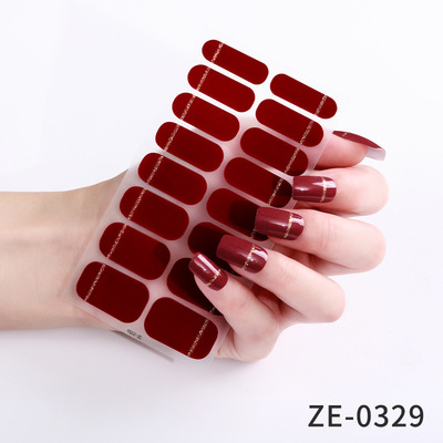 新年红色纯色金粉星闪美甲贴纸