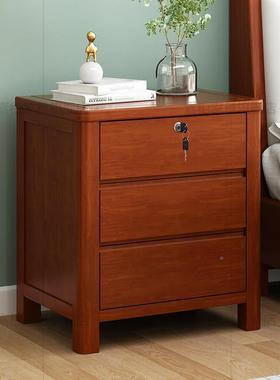 全实木床头柜三抽卧收纳柜床室家用64482北收纳柜欧边柜三斗柜带