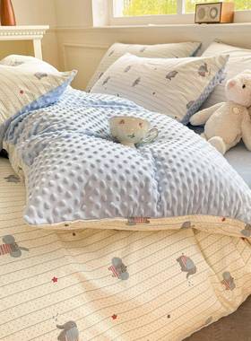 A类冬季AML-20251全棉B豆豆绒奶绒被被套单件20牛2儿5新款童珊瑚