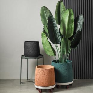 简绿亦|水泥简大花盆盆北欧VYL风格约创意栽植大号火山石自然纹理