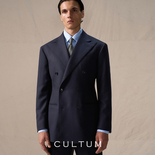 套装 CULTUM西装 复古双排扣戗驳领抗皱西服 Super100半麻衬羊毛