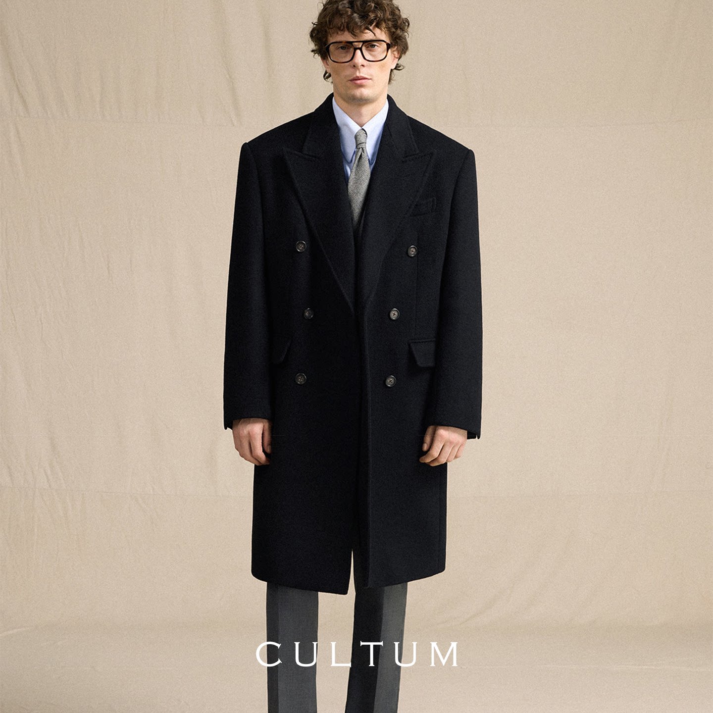 【重磅880g重羊毛】CULTUM双排扣戗驳领柴斯特加厚毛呢大衣外套男