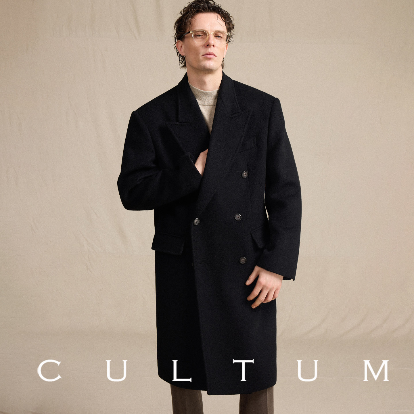 【重磅880g重羊毛】CULTUM双排扣戗驳领柴斯特加厚毛呢大衣外套男