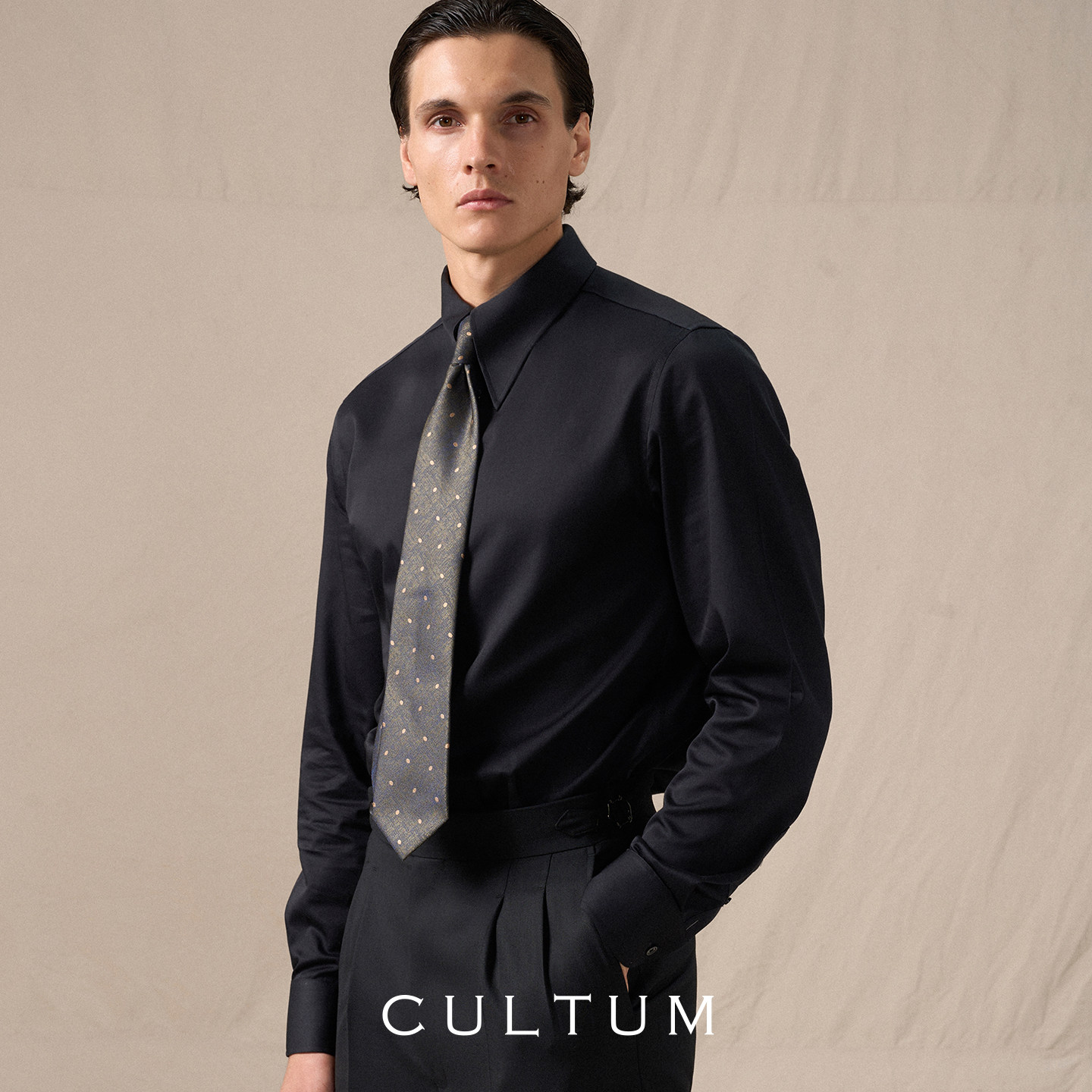 【鲁泰DP免烫纯棉】CULTUM商务男士衬衫男高级感黑色长袖西装衬衣