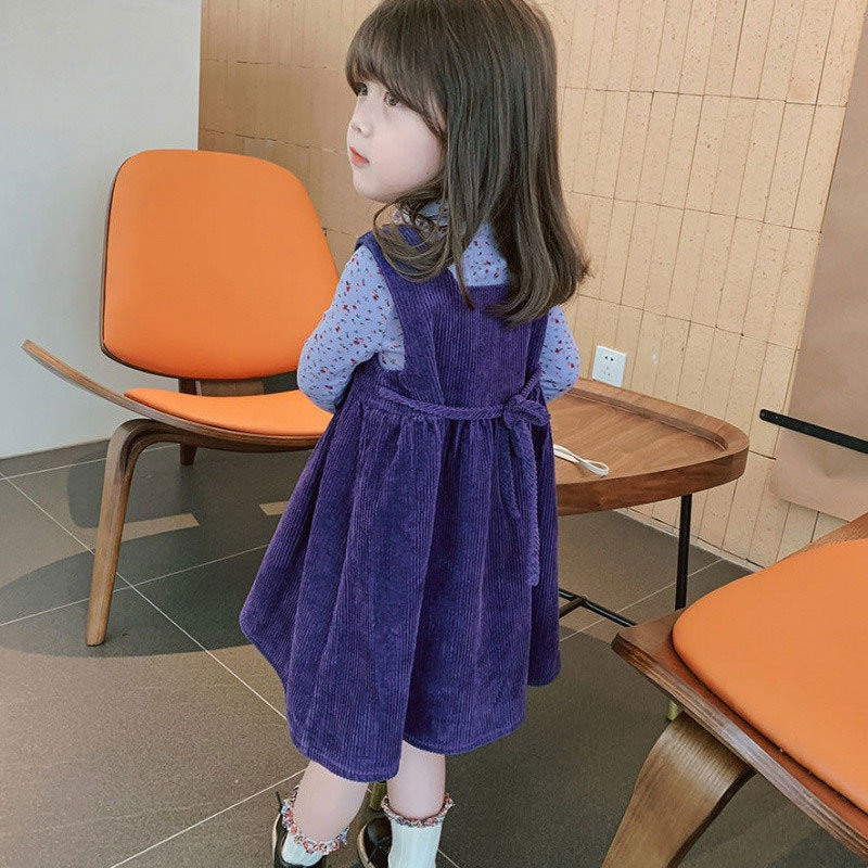 女童裙子灯芯绒淑女连衣裙背心裙2026春秋装新款儿童百搭背带裙