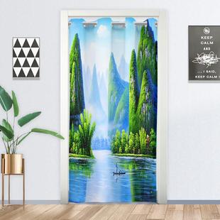 门定WYM帘试断衣间隔帘防冷气餐厅房布艺制夏厨季隔热半帘免打孔