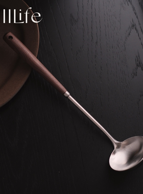 MIILife 304不锈钢勺子家用小汤勺大码汤勺盛汤木柄长柄商用喝汤