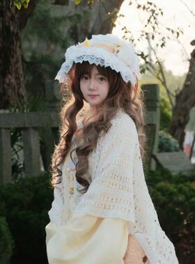 向阳花事lolita原创洛丽塔lolita蕾丝花朵草帽BNT汉洋折衷风格帽