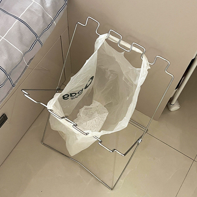 垃圾架不锈钢可折叠简易便携垃圾桶家用厨房专用免弯腰落地收纳架
