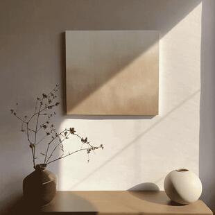 《横秋》侘寂风覆古无框肌理装饰画民宿软装客厅艺术背景墙油画