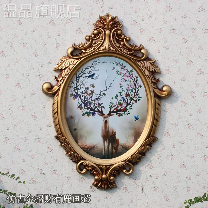美式玄关装饰画鹿头挂画沙发背景墙挂画轻奢过道挂画欧式餐厅油画图片