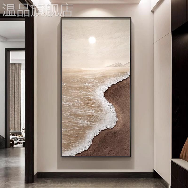 日出玄关装饰画现代简约走廊画过道楼梯挂画旭日东升油画壁画轻奢图片