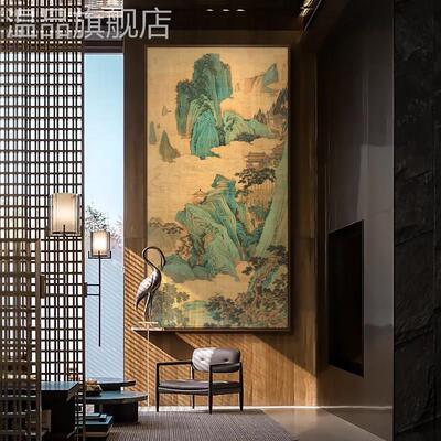 新中式玄关旭日东升图大幅装饰画酒店客厅售楼部软装山水风景挂画