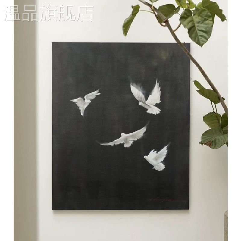 白鸽午夜飞行挂画高级感装饰画客饭厅入户玄关沙发背景墙落地画