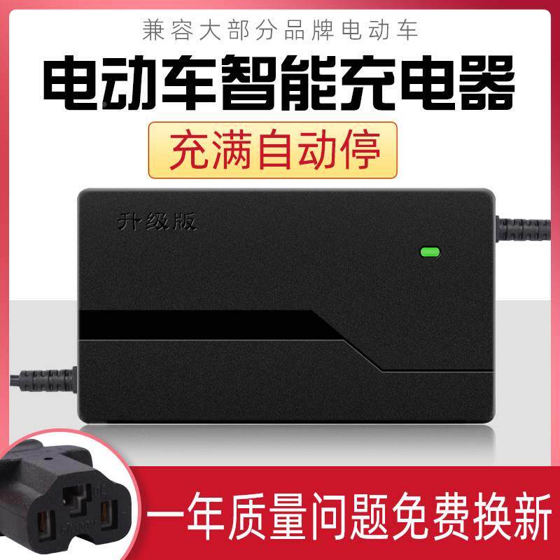 绿源电车电瓶充电器4812h60v20ah7ry666622av80vv84v96v动2t两孔