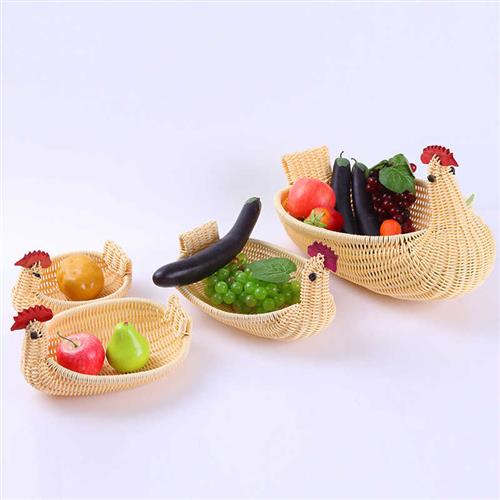 柳条编织箩筐竹篮子藤编竹筐摆件收纳筐动物鸡蛋手工托盘创意餐具