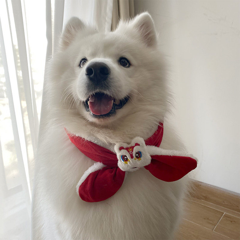 宠物新年可爱领结狗狗领巾喜庆小中大型犬金毛萨摩哈士奇边牧围脖