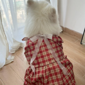 圣诞宠物新款 饰 衣服裙子可爱狗狗小中大型犬萨摩耶印花圣诞礼物装