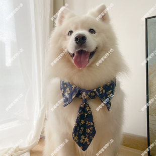 宠物狗狗蓝色樱花领结萨摩耶拉布拉多大中小型犬领巾领结拍摄装饰