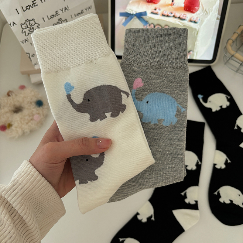 卡通ins潮可爱袜子中筒女