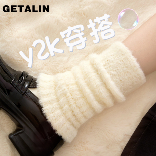 水貂绒毛绒加厚堆堆袜套袜子女秋冬款 加绒保暖y2k长筒腿套小腿袜
