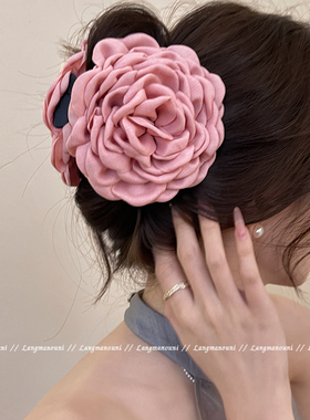 高定头花~caro同款花朵抓夹女2025新款高级感玫瑰花发夹头饰发饰