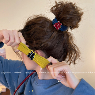 设计感波点小熊皮筋发圈女时尚百搭头绳扎头发绳不伤发高弹力发饰